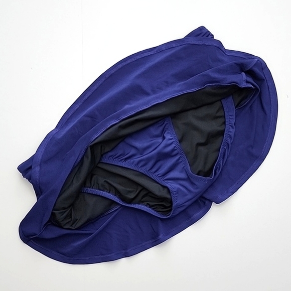 Lands' End Womens Swim Skirt Royal Blue Lined Bottom Gathered Fun Size  14 - Picture 6 of 9